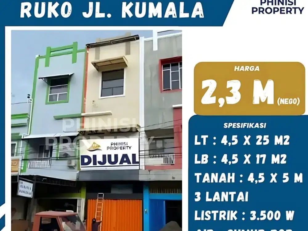 DIJUAL RUKO MURAH 3 LANTAI DI AREA KUMALA