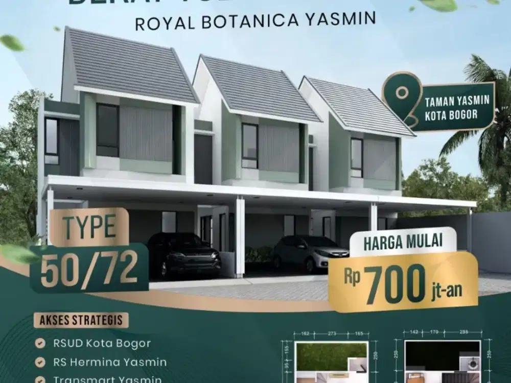 Rumah 2 Lantai di Yasmin Pusat Kota Bogor dekat Tol dan STasiun