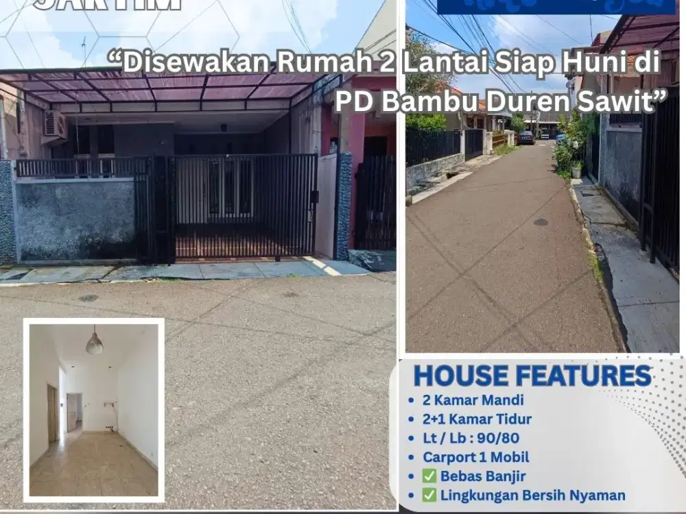 Disewakan Rumah 2 Lantai Siap Huni di Komplek Pd Bambu Jakarta Timur! S720