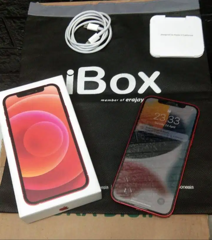 iphone 12 128gb red lengkap mulus ori ibox