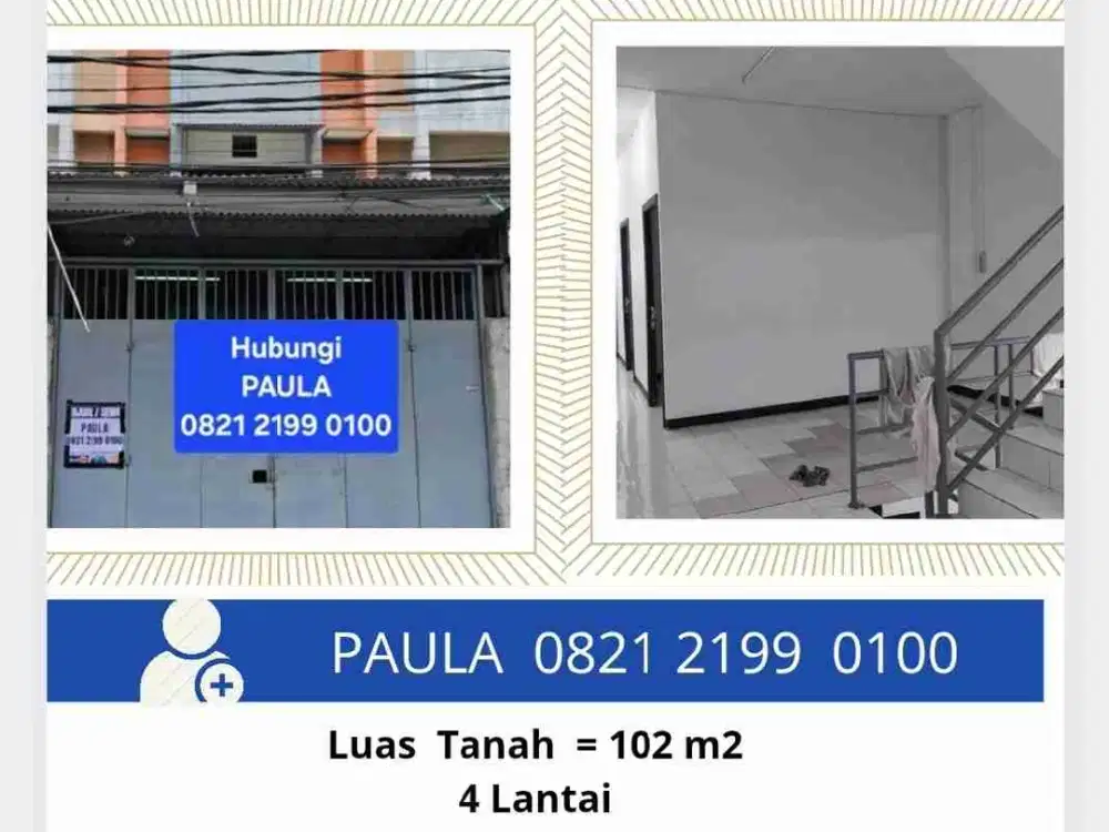 Ruko 4 Lantai Kalibaru Jakarta Pusat Rp 3.3 M Nego