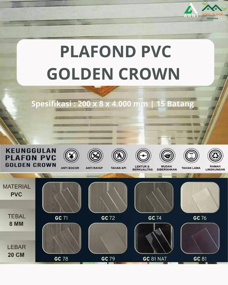 Plafond PVC Golden Crown anti rayap