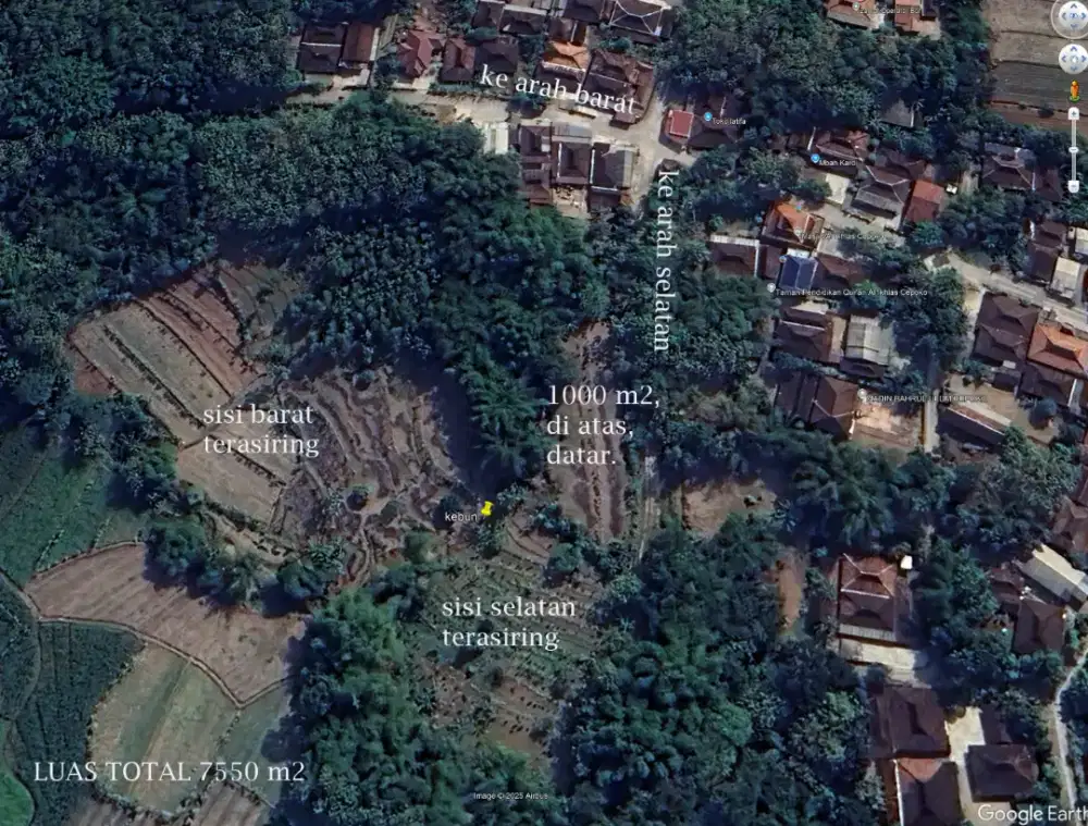 Jual tanah kebun luas tanah 7550