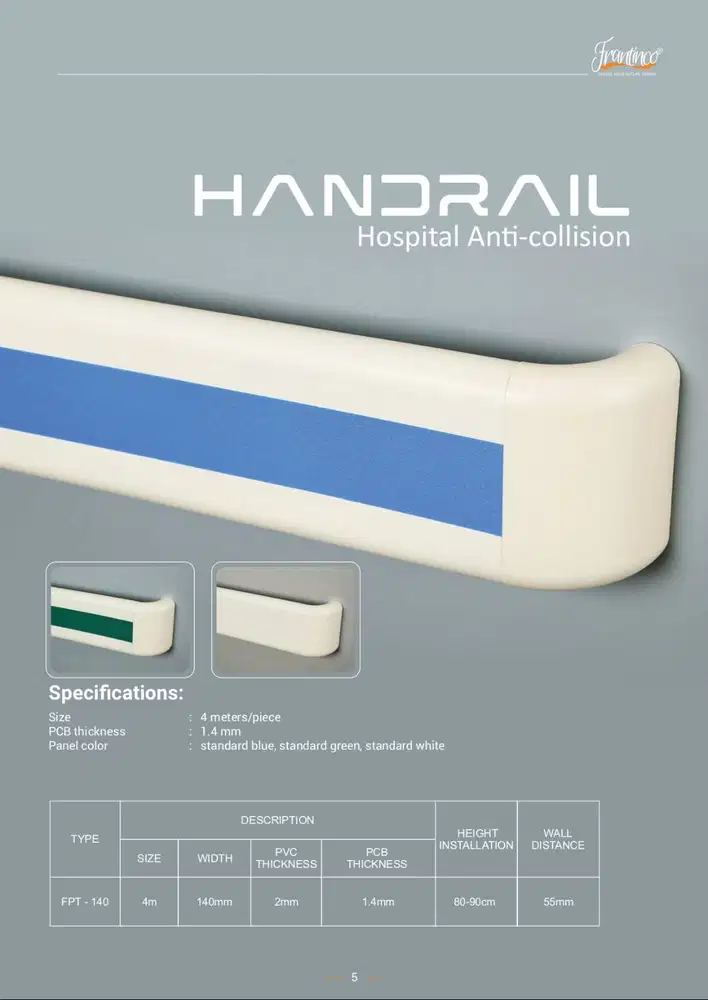 Handrail Pegangan Tangan Alumunium PVC Rumah Sakit