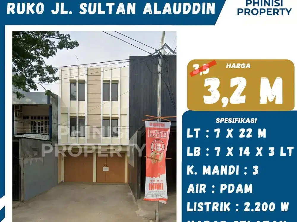 DIJUAL RUKO MURAH DI SULTAN ALAUDDIN