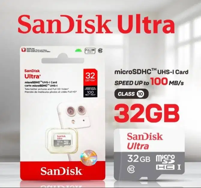 Sandisk ultra 100Mbps MicroSD card class 10 32GB (ORIGINAL)