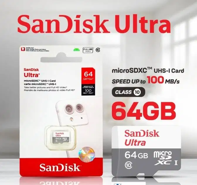 SanDisk microSDXC UHS-I 64GB speed up to 100MB