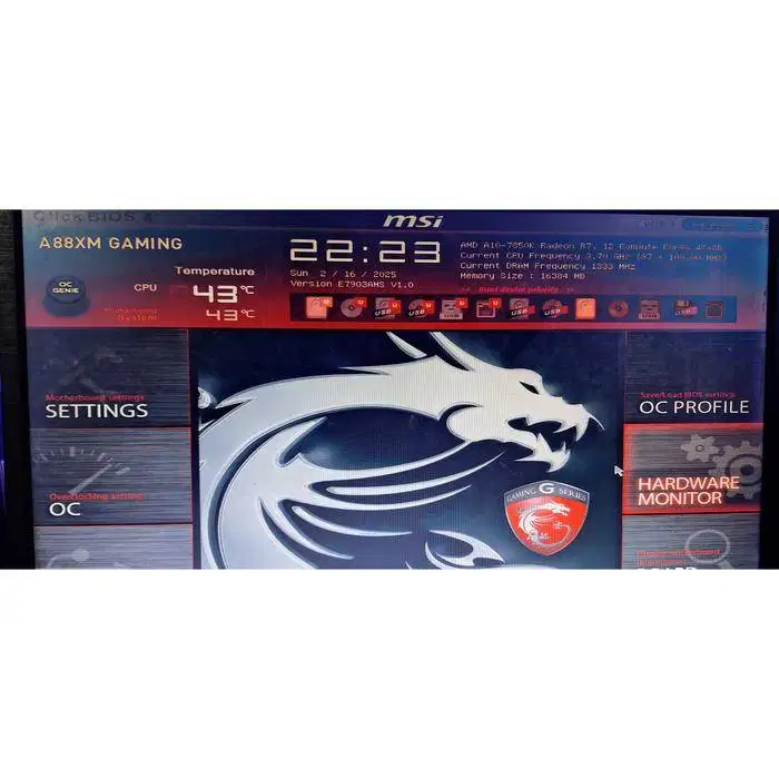 AMD MSI A88XM PC dan Memory 8Gb