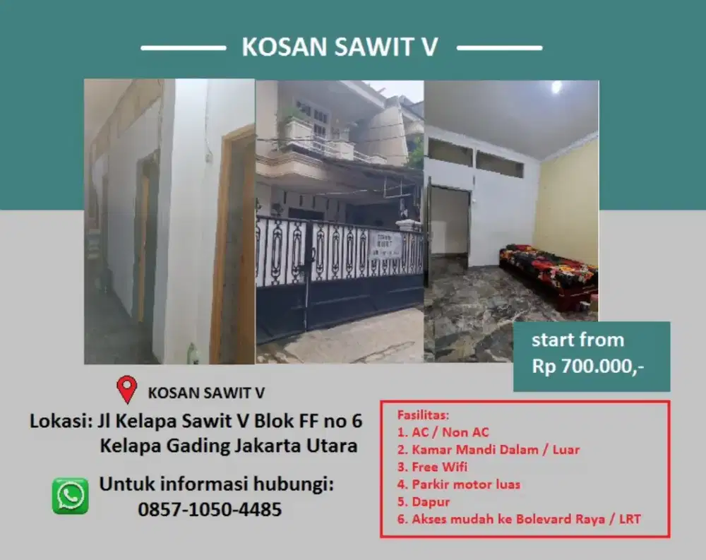 Kosan di Kelapa Gading