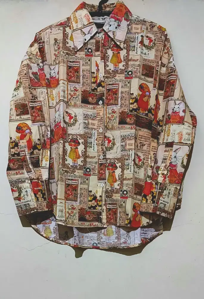 Kemeja coklat wanita BKK motif, LD 120 Panjang 72