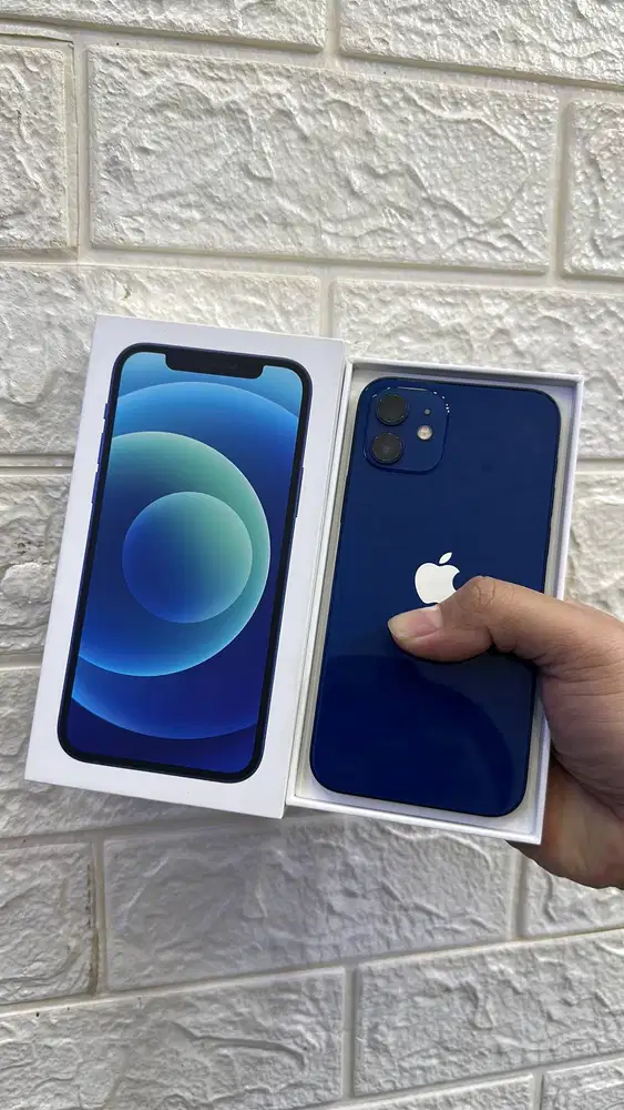 iphone 12 128gb blue lengkap mulus ori ibox