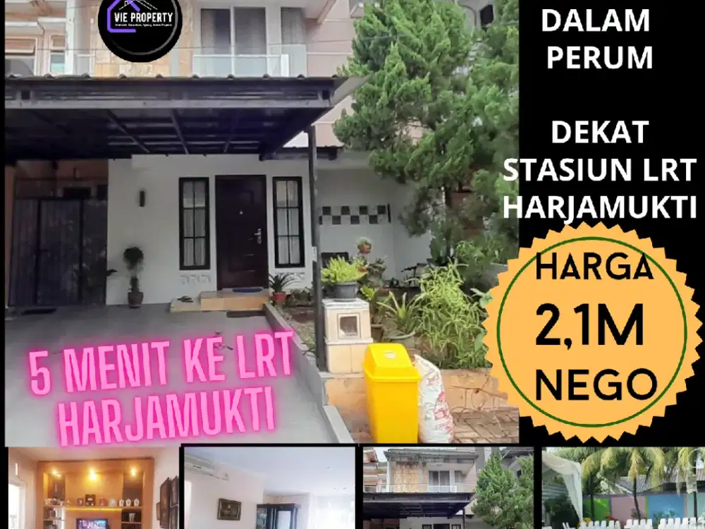 5 Menit ke LRT Harjamukti dijual rumah 2 lantai siap huni di Cibubur