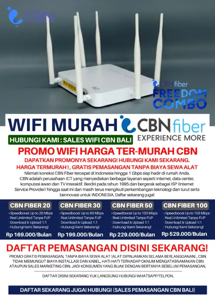 PROMO WIFI CBN FIBER MURAH SELURUH BALI