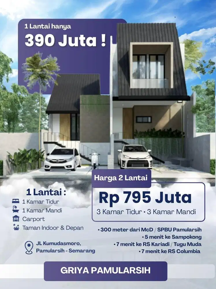 Rumah pamularsih manyaran kumudasmoro dekat RS kariadi The Park Mall