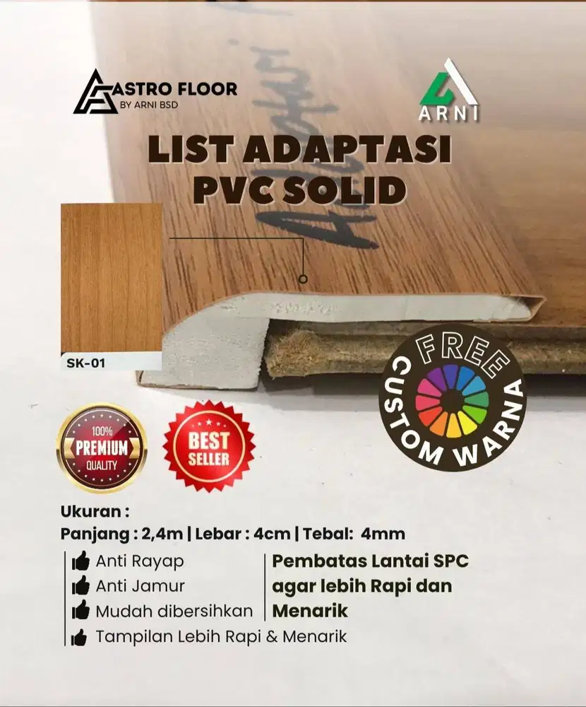 [ PVC ] List Adaptasi Lantai SPC Pembatas Lantai SPC anti rayap 2,4met