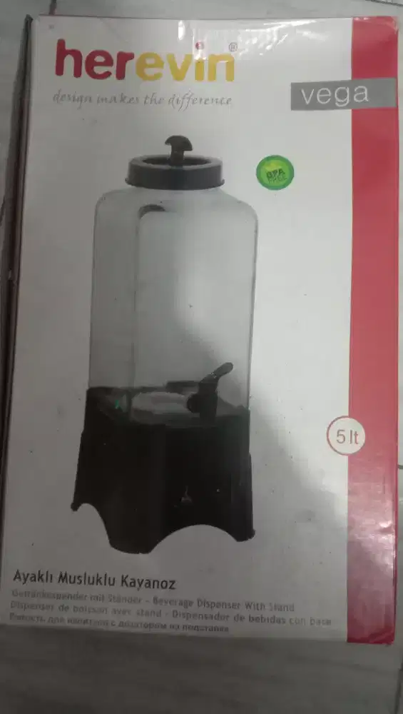 Dispenser juice galon kaca merk herevin