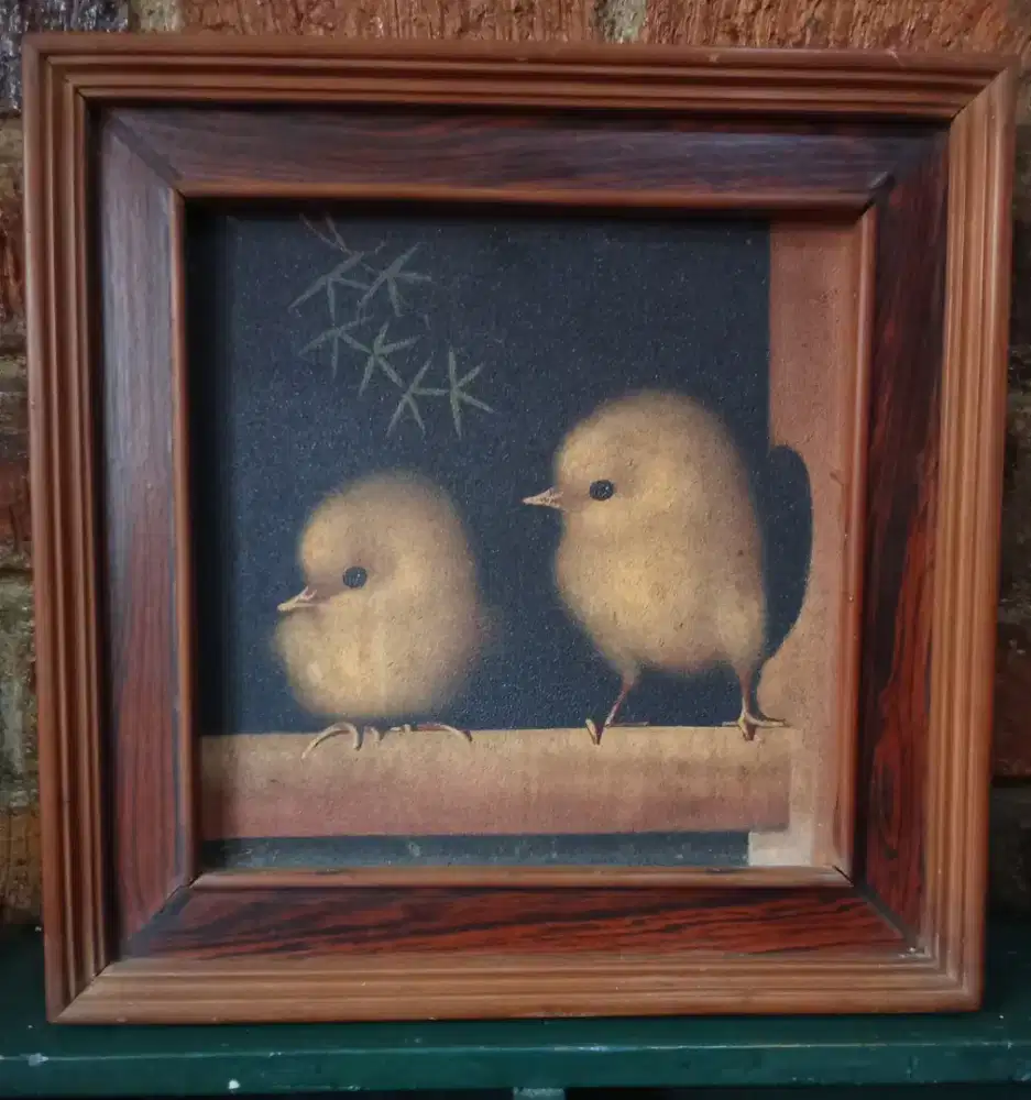 Lukisan Vintage Acrilik Bahan Kayu