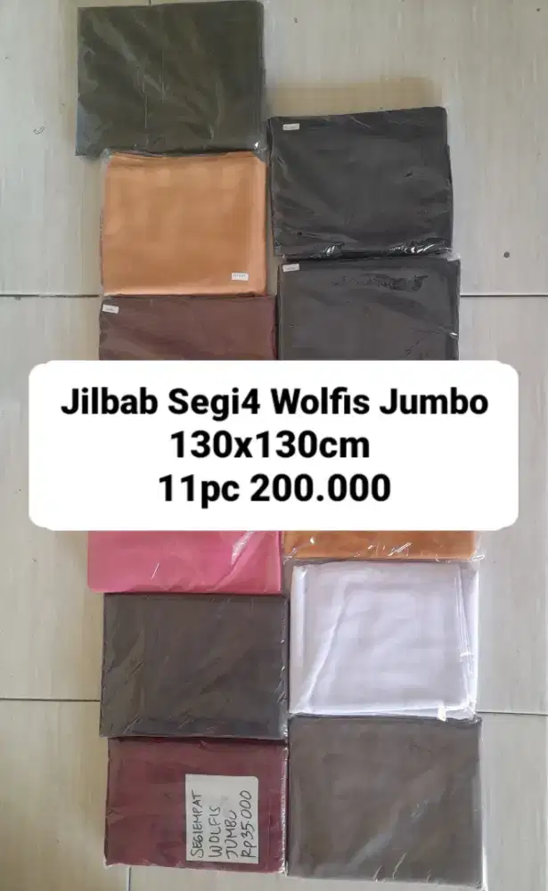 Jilbab Segiempat Wolfis Jumbo 130x130cm