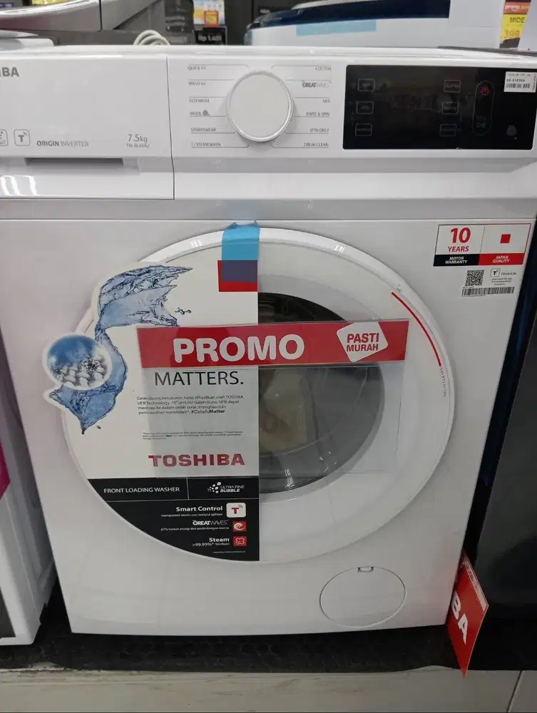 Toshiba frontloading 7.5kg murah