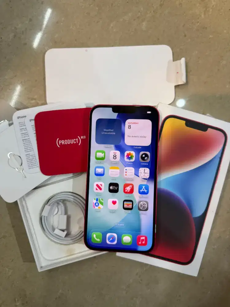 Second Hp Iphone 14 Plus 14+ 128GB Red Ibox PA/A Mulus Total No Minus