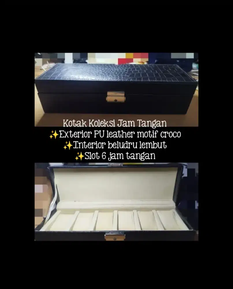 Kotak koleksi jam tangan 6 grid