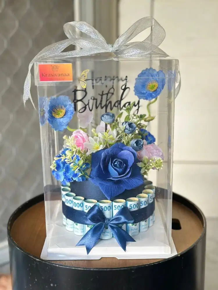 Bucket buket anniversary ulang tahun kado wisuda bunga artificial