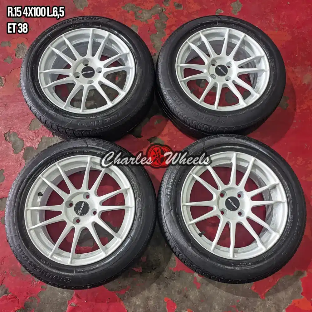 Jual velg + ban enkei r15 4x100 agya ayla brio calya dll