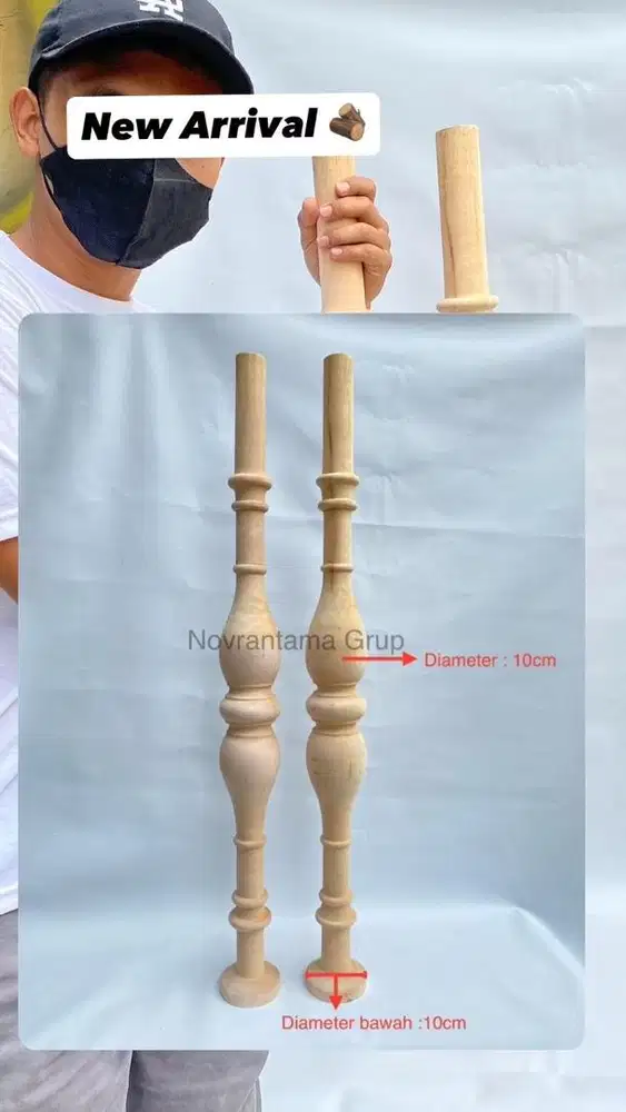 Kayu bubut pion pagar ralling tangga / kayu bubut kaki meja bubut