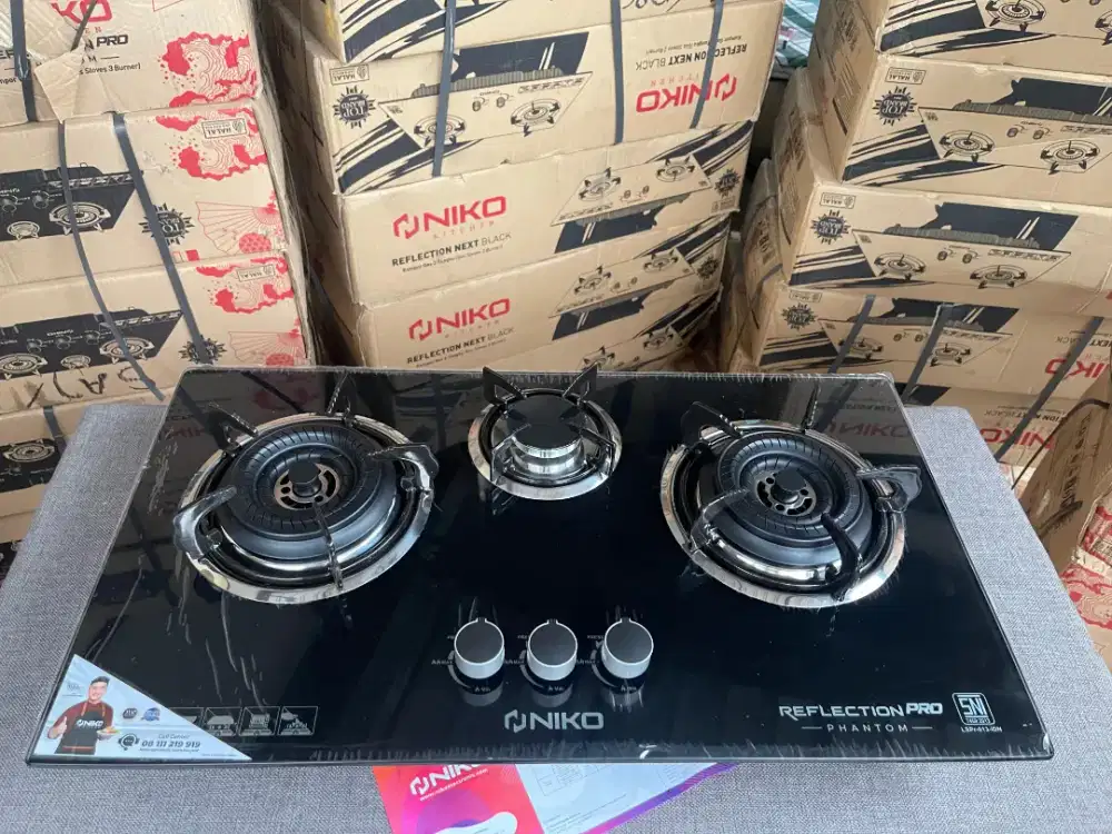 Stock ready NIKO kompor gas kaca tanam 3 tunggku bisa duduk juga