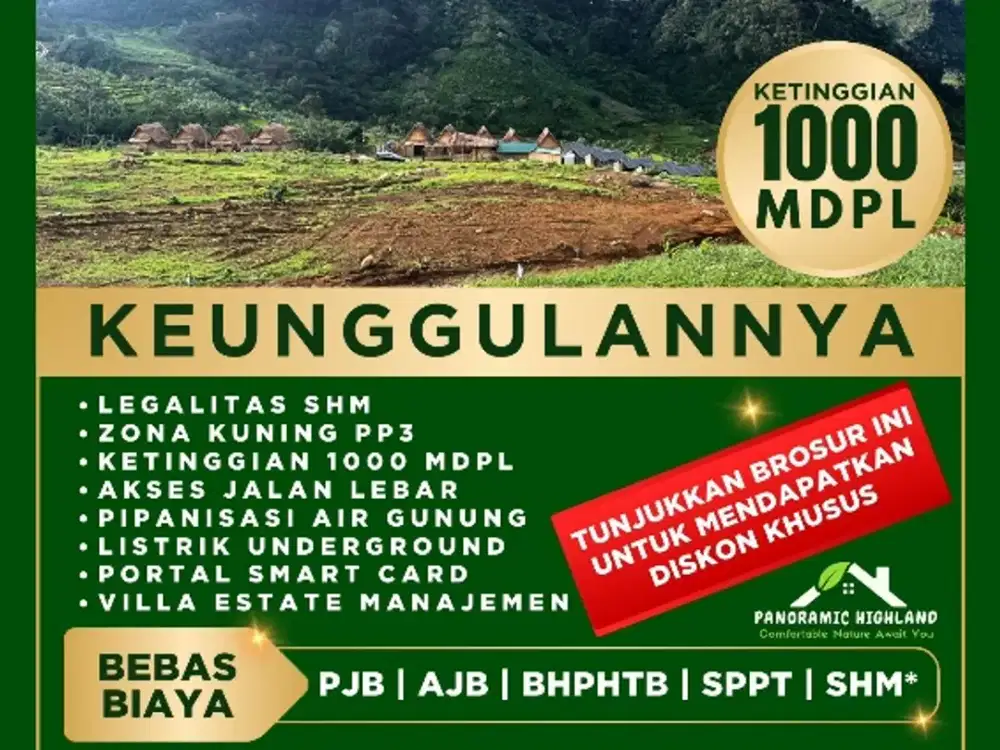 Kavling Villa Panoramic Highland di Puncak  Harga 1 Jutaan Per M²