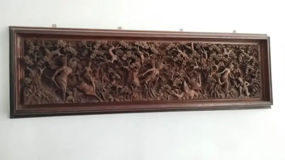 Ukiran Wayang Ruang Tamu atau Keluarga Asli Jati Tua Jelas Istimewa