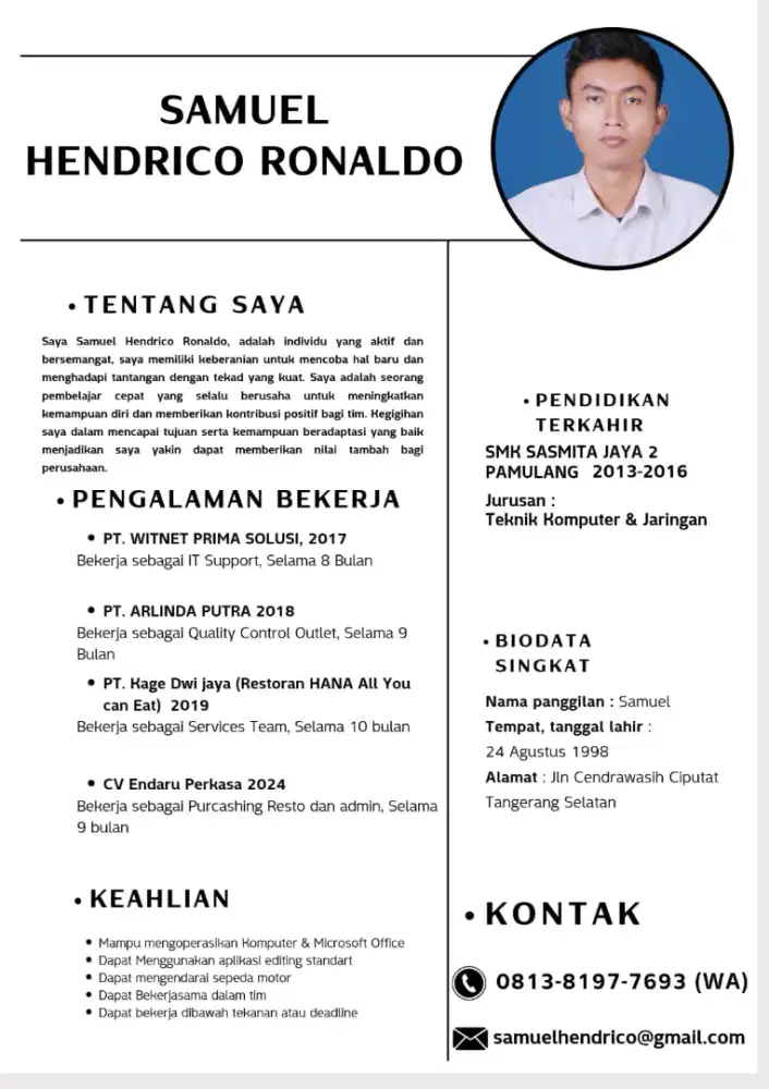 Saya mencari lowongan