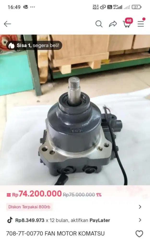 Dijual spare part alat berat komatsu