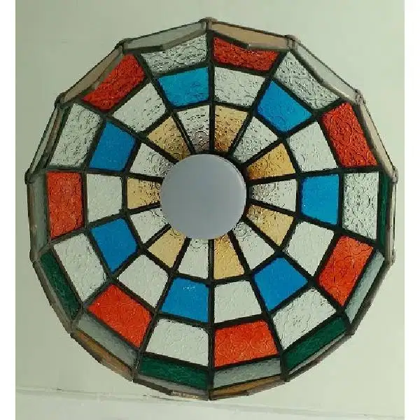 Lampu gantung antik model Tiffany bola bahan glass es di patri dan kun