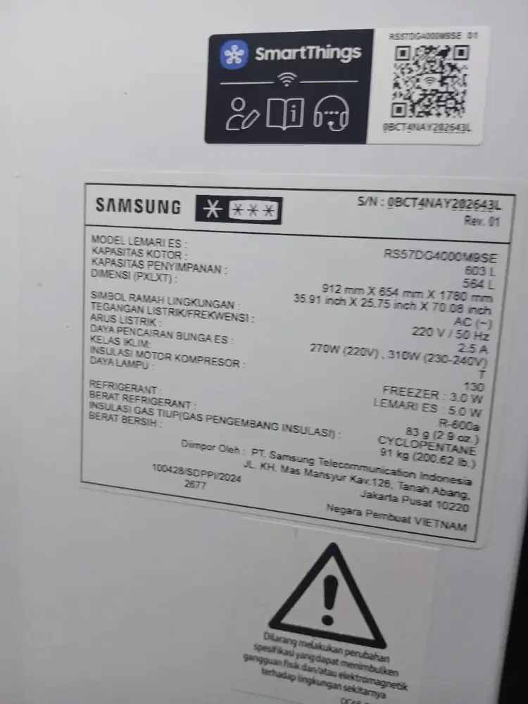 Kulkas Samsun Smart Things AI garansi