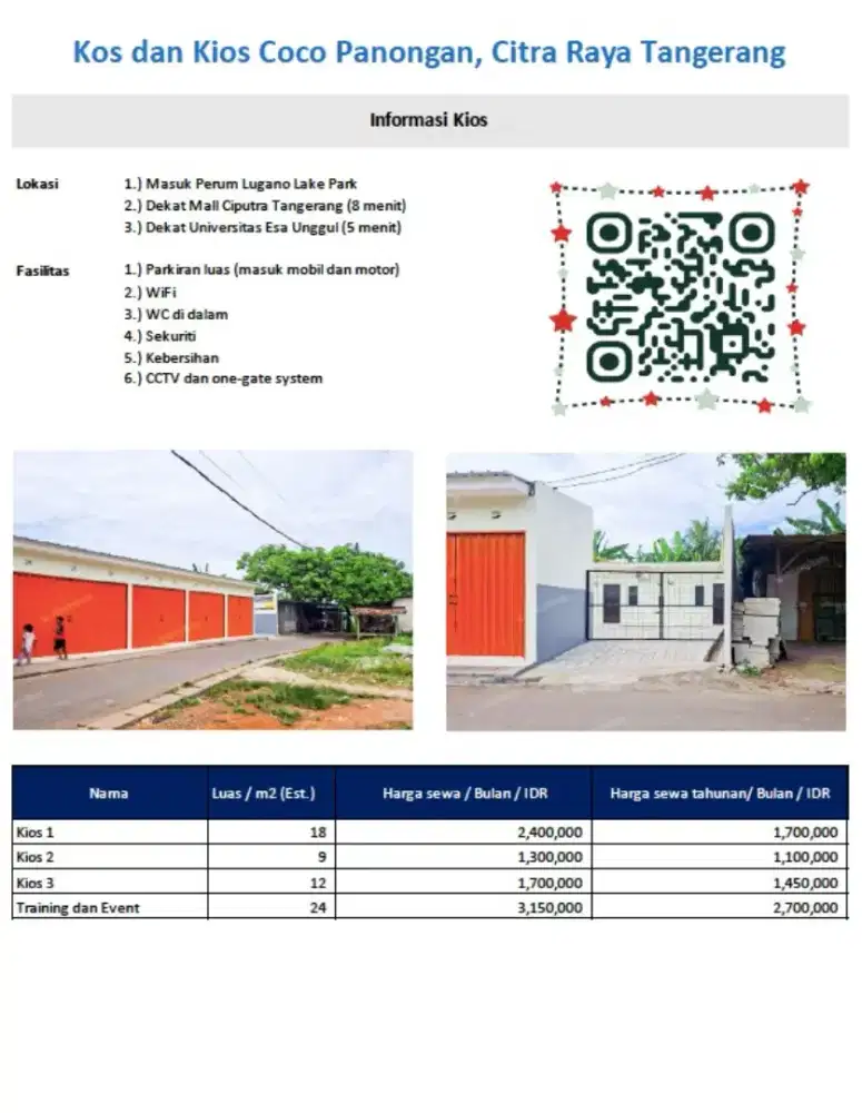 Dijual strategis tempat usaha, tempat training dan kost2an di Panongan