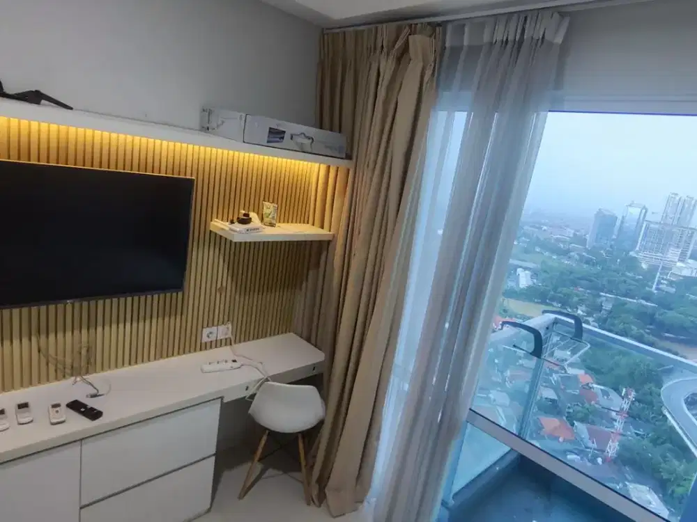 Disewakan Apartemen Puri Mansion Studio 21 m2 Furnish Interior Estetik Termurah 23 Juta/Tahun