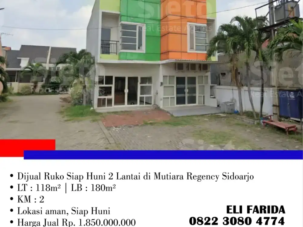 Dijual Ruko Siap Huni 2 Lantai di Mutiara Regency Sidoarjo