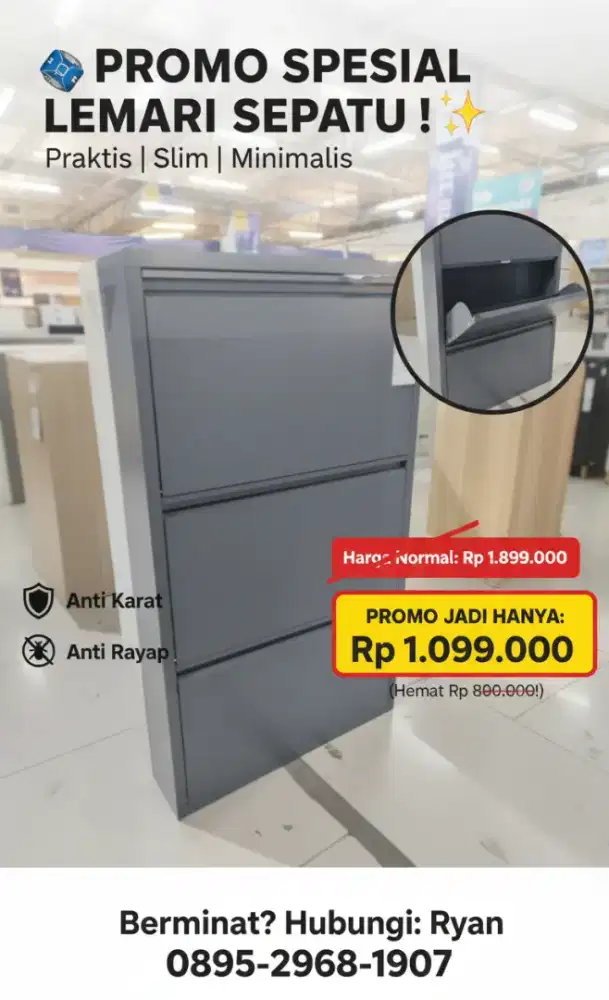 TERMURAH LEMARI SEPATU BESI ANTI KARAT ANTI RAYAP