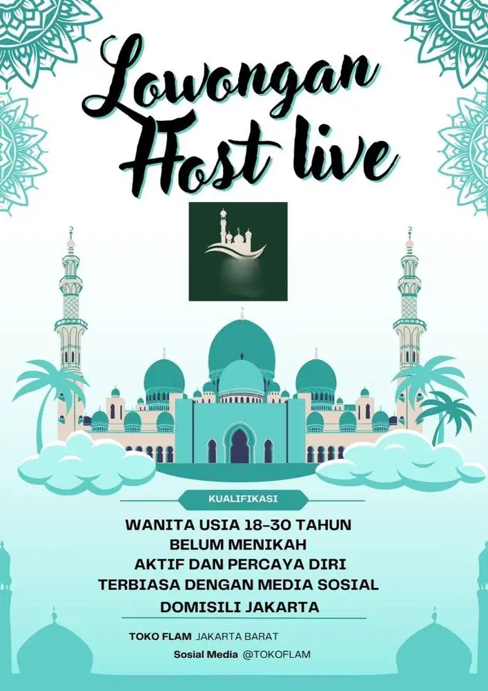 Host live dan buat konten produk(mukena)
