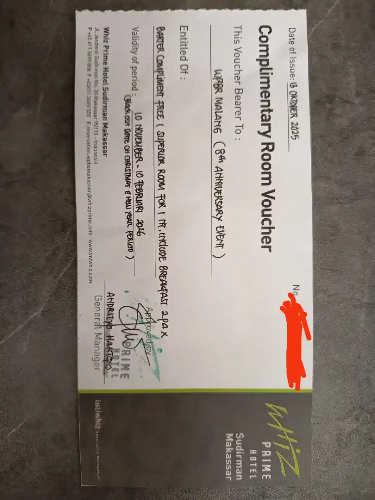 Vocher Menginap Hotel Whiz Sudirman Makassar