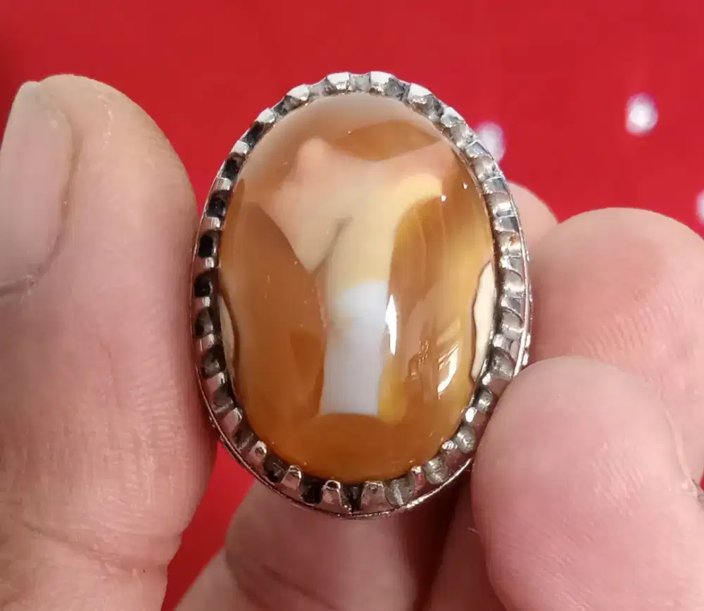 Cincin batu akik motif angka 7