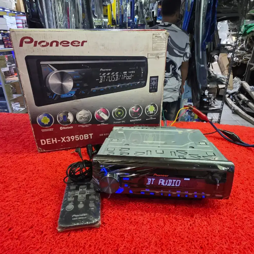 Head Unit Single Din Pioneer DEH-X3950BT Bluetooth USB CD Aux Radio