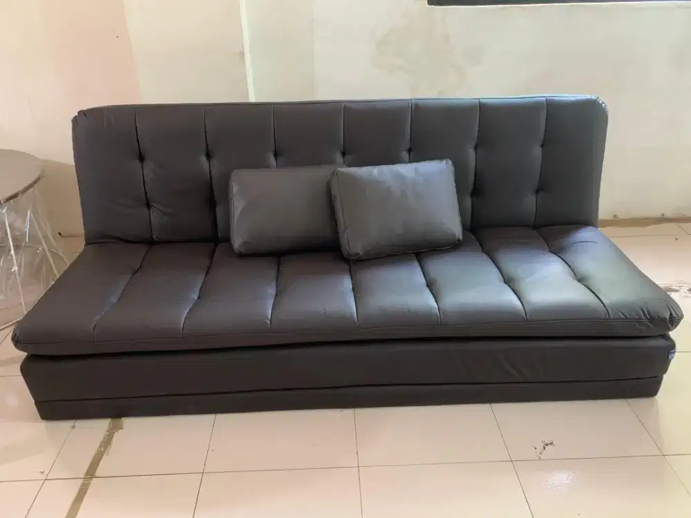Sofabed coklat full kulit