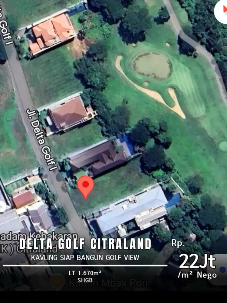 Hot listing kavling siap bangun dengan view golf  .jarang ada dijual