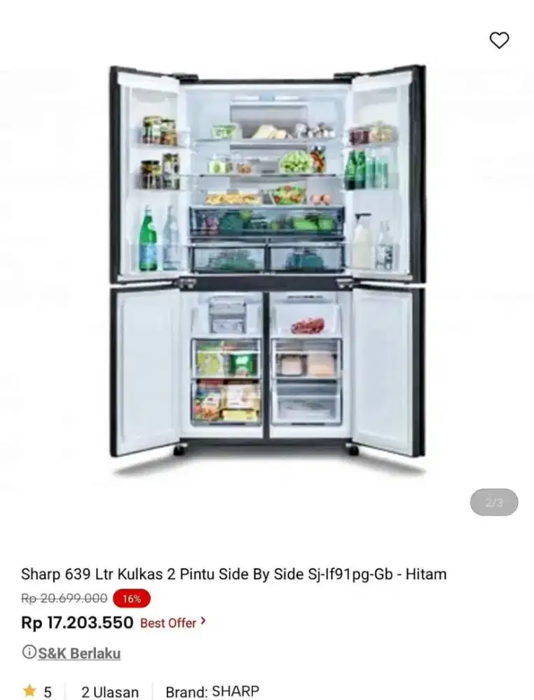 Kulkas sharp bisa di cicil tanpa dp cicilan 0%