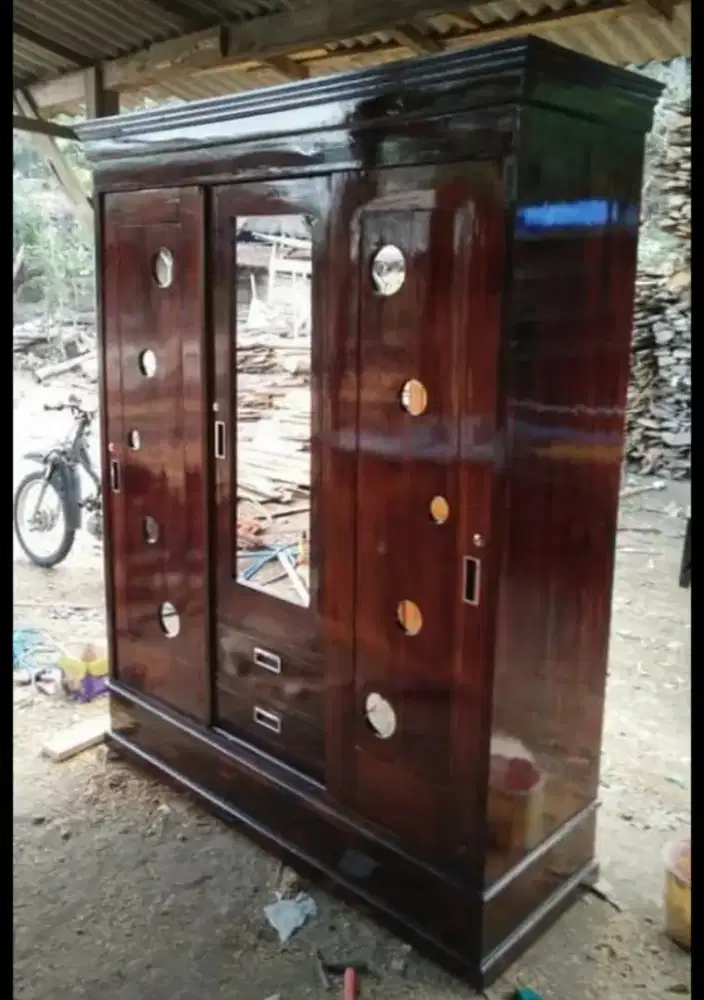 Almari Lemari pakaian jati 3pintu sliding