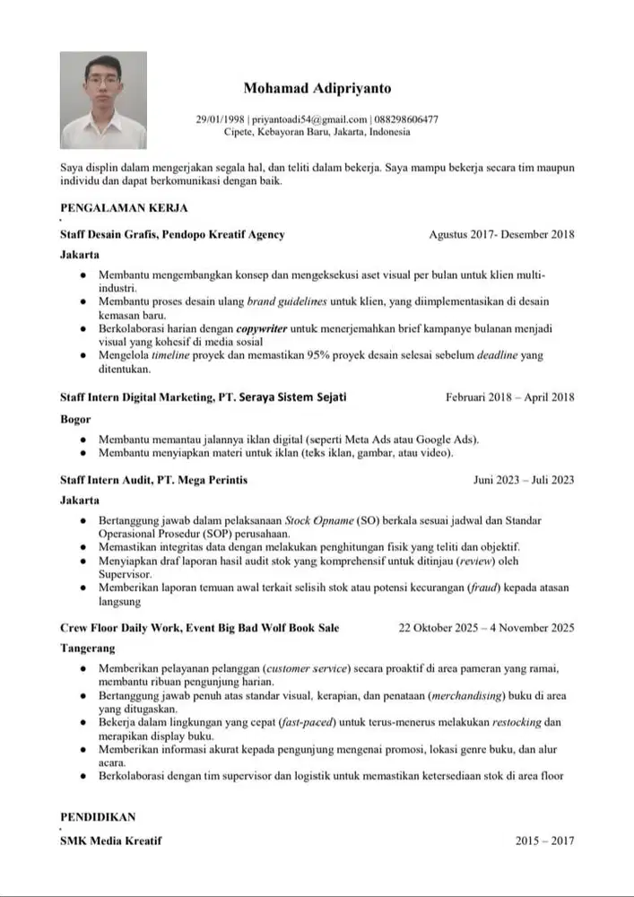 Saya sedang cari pekerjaan