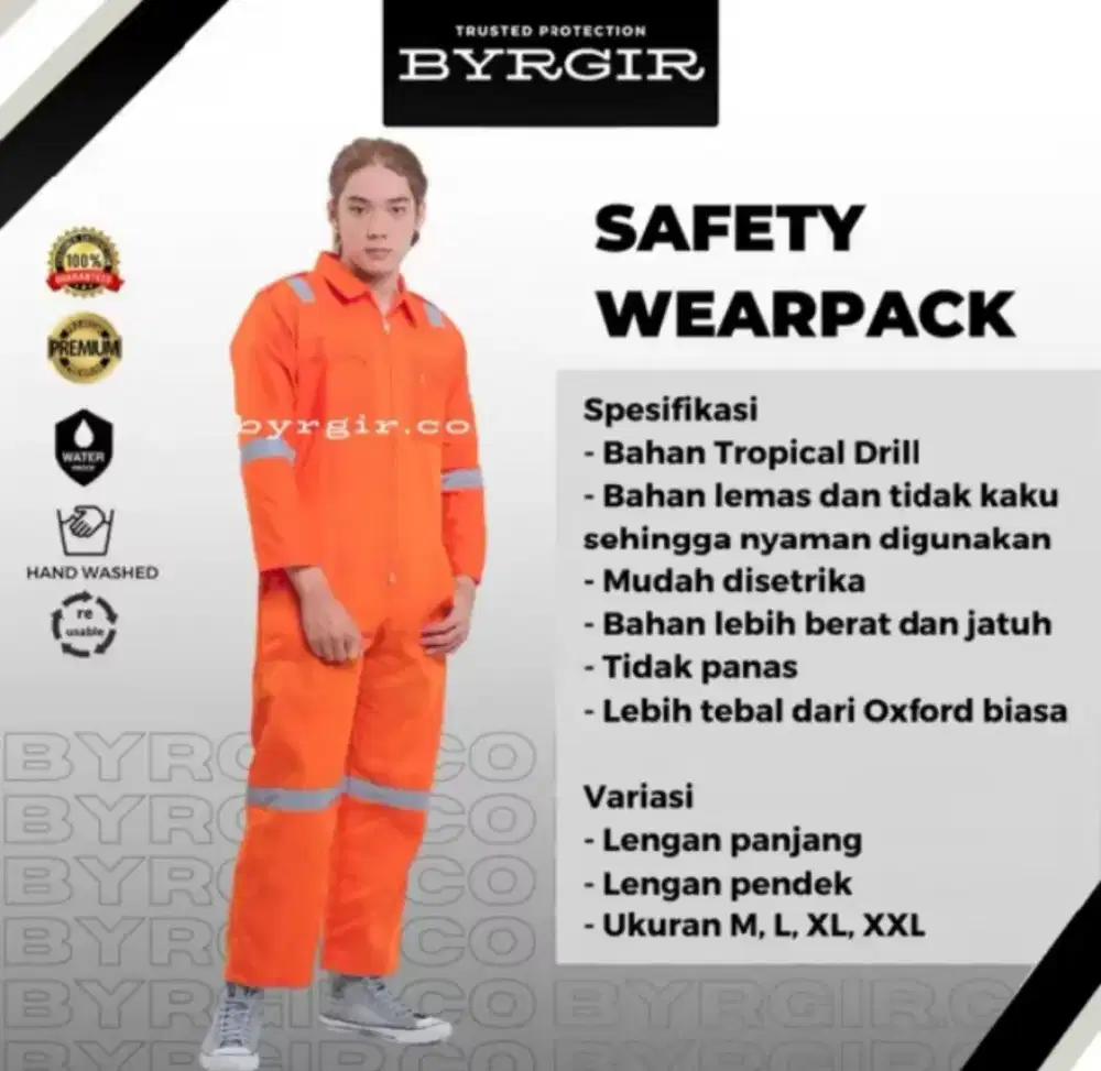 Diskon 70% BYRGIR Safety Wearpack Baju Kerja Bengkel Seragam Coverall