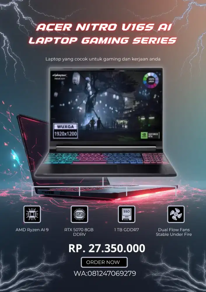 Promo Cicilan 0% Laptop Acer Nitro  V16S AI  RTX 5070
